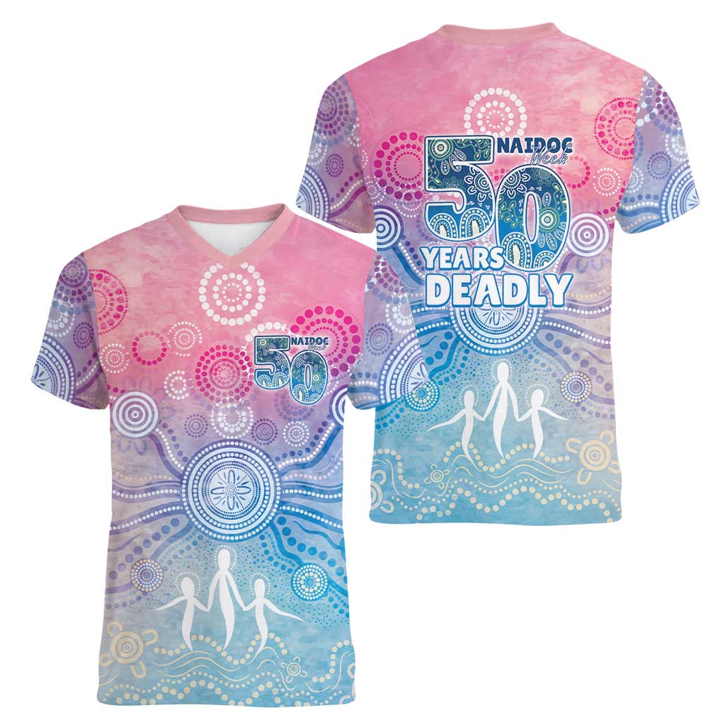 Australia NAIDOC Week 2026 50 Years Deadly Women V-Neck T-Shirt Celestial Glows