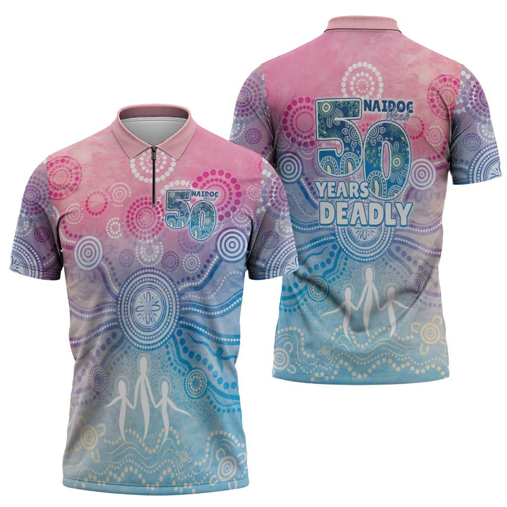 Australia NAIDOC Week 2026 50 Years Deadly Zipper Polo Shirt Celestial Glows