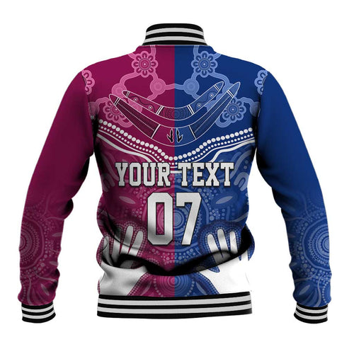 Personalised QLD Maroons Mix NSW Blues Indigenous Baseball Jacket Rugby State of Origin LT7