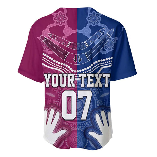 Personalised QLD Maroons Mix NSW Blues Indigenous Baseball Jersey Rugby State of Origin LT7