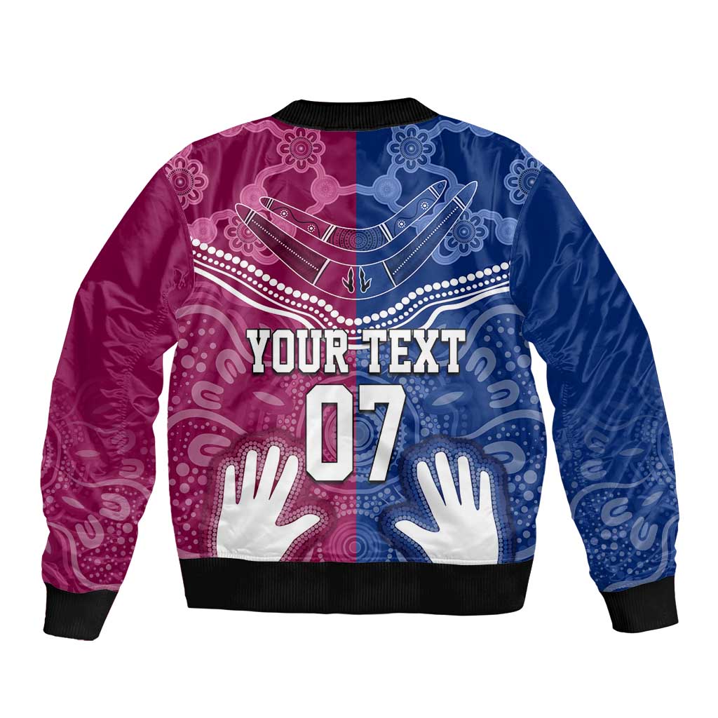 Personalised QLD Maroons Mix NSW Blues Indigenous Bomber Jacket Rugby State of Origin LT7