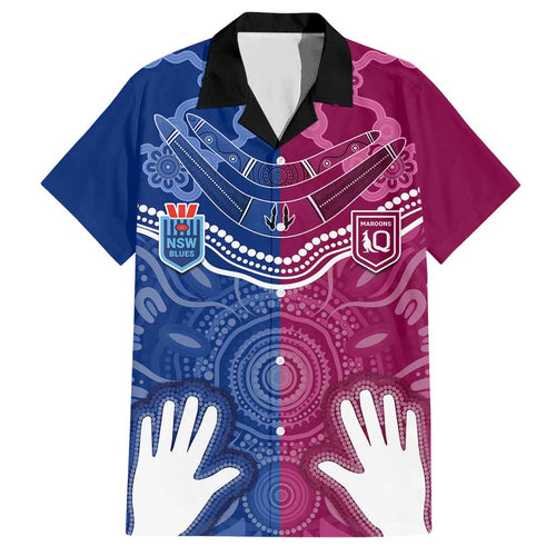 Personalised QLD Maroons Mix NSW Blues Indigenous Hawaiian Shirt Rugby State of Origin LT7