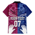 Personalised QLD Maroons Mix NSW Blues Indigenous Hawaiian Shirt Rugby State of Origin LT7