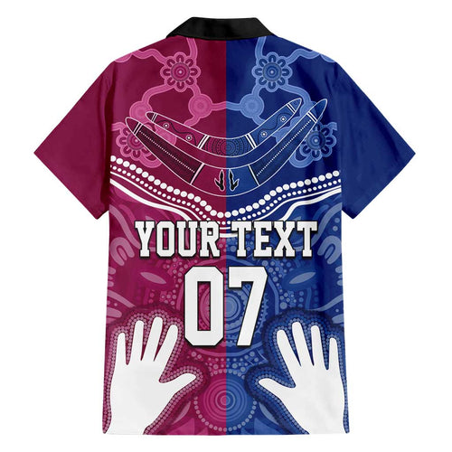 Personalised QLD Maroons Mix NSW Blues Indigenous Hawaiian Shirt Rugby State of Origin LT7