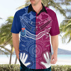 Personalised QLD Maroons Mix NSW Blues Indigenous Hawaiian Shirt Rugby State of Origin LT7