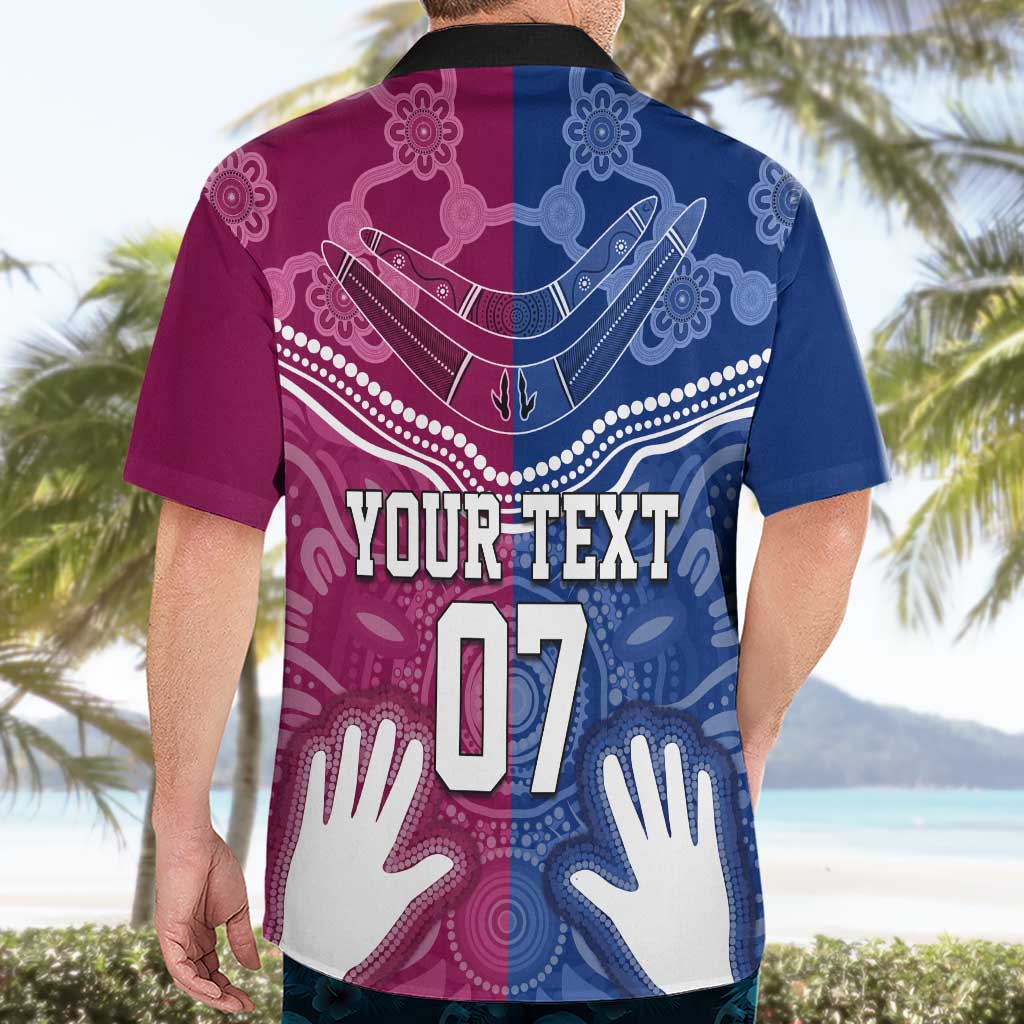 Personalised QLD Maroons Mix NSW Blues Indigenous Hawaiian Shirt Rugby State of Origin LT7
