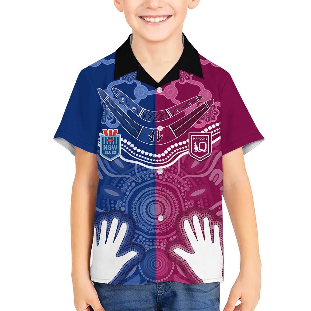 Personalised QLD Maroons Mix NSW Blues Indigenous Hawaiian Shirt Rugby State of Origin LT7