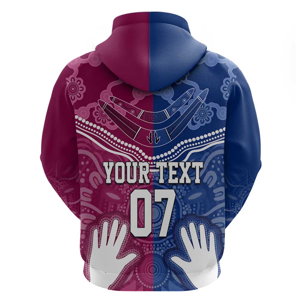 Personalised QLD Maroons Mix NSW Blues Indigenous Hoodie Rugby State of Origin LT7
