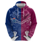 Personalised QLD Maroons Mix NSW Blues Indigenous Hoodie Rugby State of Origin LT7