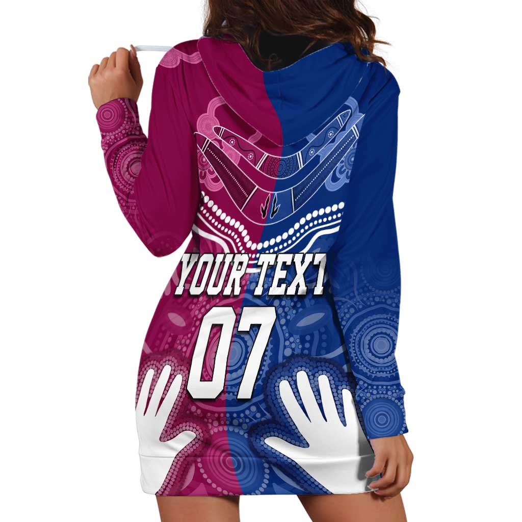 Personalised QLD Maroons Mix NSW Blues Indigenous Hoodie Dress Rugby State of Origin LT7