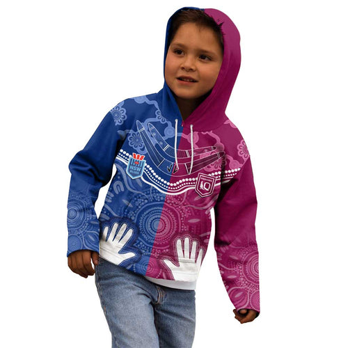 Personalised QLD Maroons Mix NSW Blues Indigenous Kid Hoodie Rugby State of Origin LT7