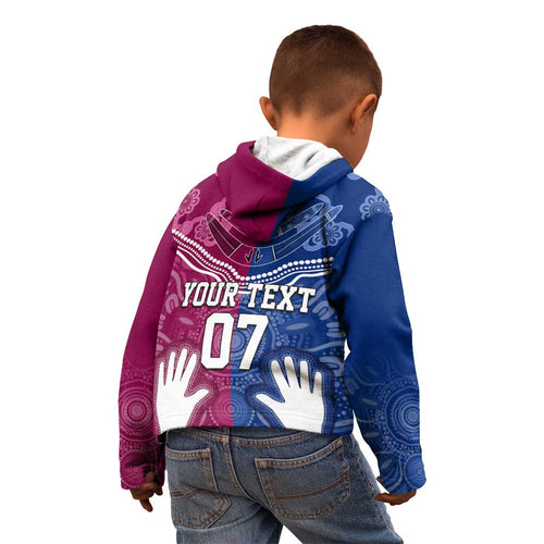 Personalised QLD Maroons Mix NSW Blues Indigenous Kid Hoodie Rugby State of Origin LT7