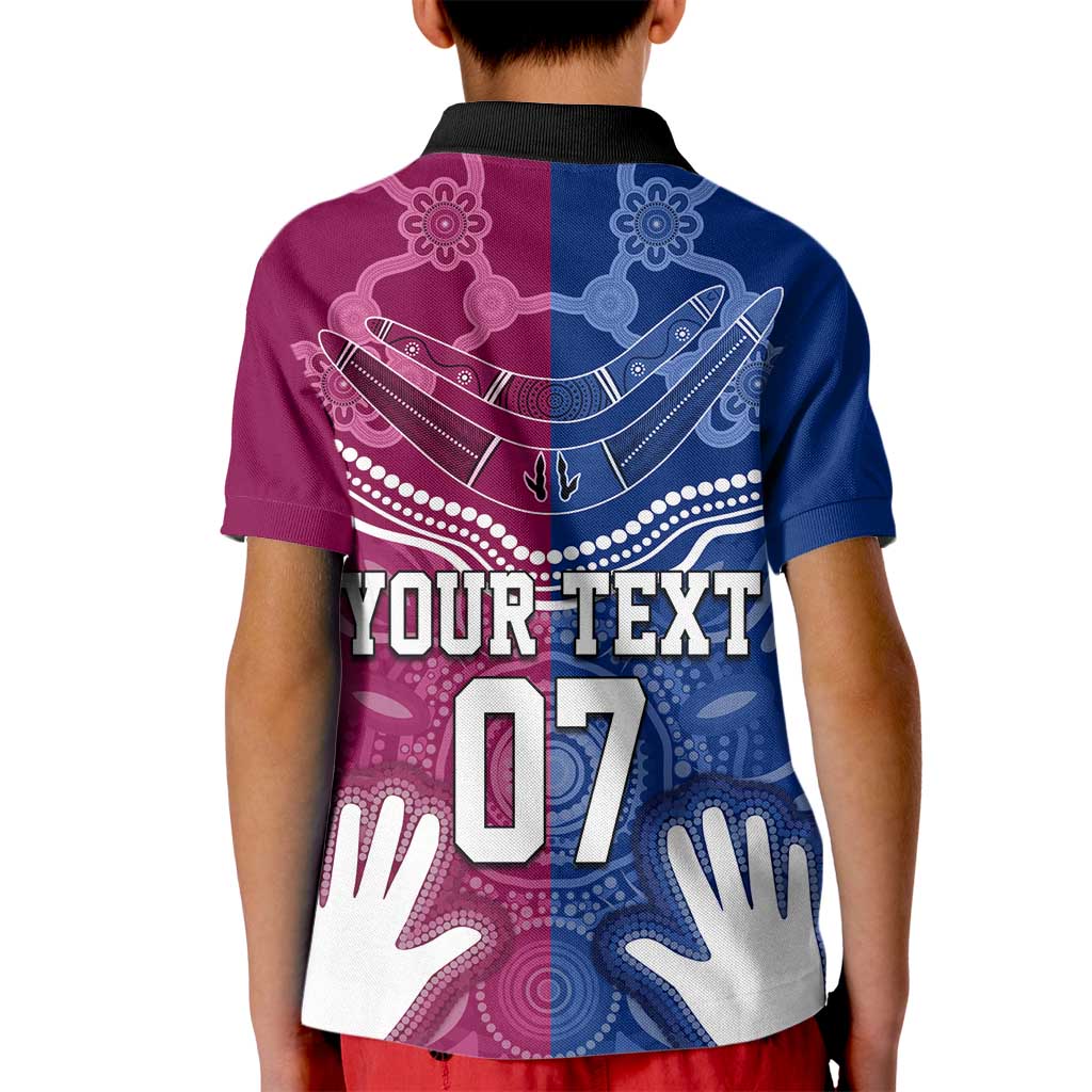 Personalised QLD Maroons Mix NSW Blues Indigenous Kid Polo Shirt Rugby State of Origin LT7