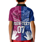 Personalised QLD Maroons Mix NSW Blues Indigenous Kid Polo Shirt Rugby State of Origin LT7