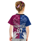 Personalised QLD Maroons Mix NSW Blues Indigenous Kid T Shirt Rugby State of Origin LT7