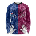 Personalised QLD Maroons Mix NSW Blues Indigenous Long Sleeve Shirt Rugby State of Origin LT7