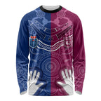 Personalised QLD Maroons Mix NSW Blues Indigenous Long Sleeve Shirt Rugby State of Origin LT7