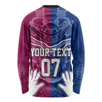 Personalised QLD Maroons Mix NSW Blues Indigenous Long Sleeve Shirt Rugby State of Origin LT7