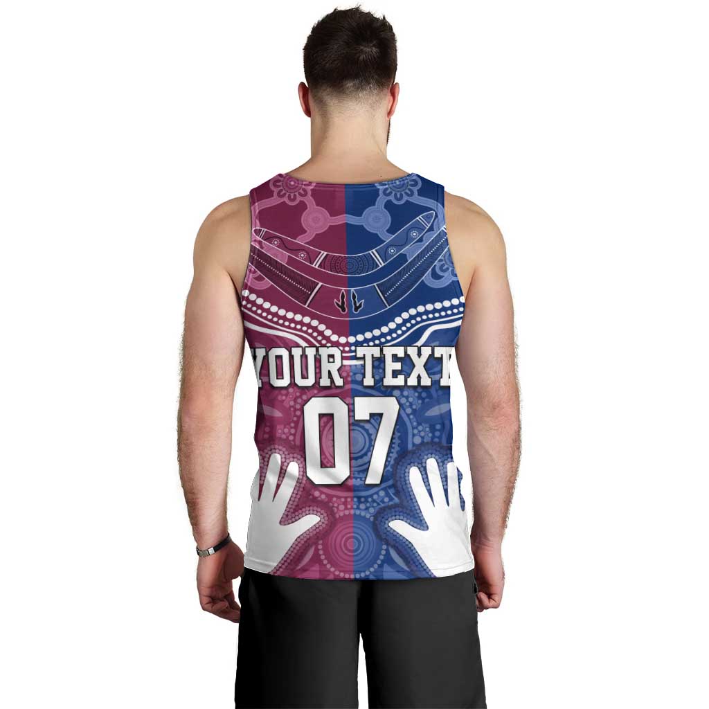 Personalised QLD Maroons Mix NSW Blues Indigenous Men Tank Top Rugby State of Origin LT7