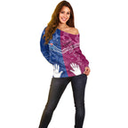 Personalised QLD Maroons Mix NSW Blues Indigenous Off Shoulder Sweater Rugby State of Origin LT7