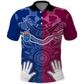 Personalised QLD Maroons Mix NSW Blues Indigenous Polo Shirt Rugby State of Origin LT7
