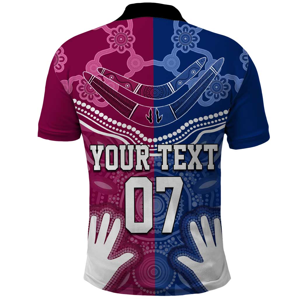 Personalised QLD Maroons Mix NSW Blues Indigenous Polo Shirt Rugby State of Origin LT7