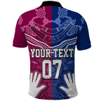 Personalised QLD Maroons Mix NSW Blues Indigenous Polo Shirt Rugby State of Origin LT7