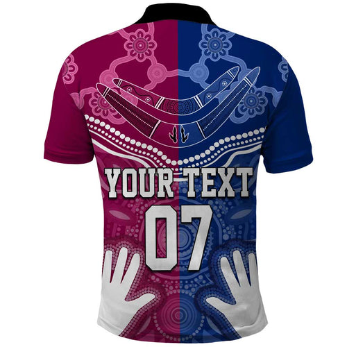 Personalised QLD Maroons Mix NSW Blues Indigenous Polo Shirt Rugby State of Origin LT7