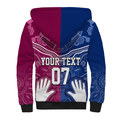 Personalised QLD Maroons Mix NSW Blues Indigenous Sherpa Hoodie Rugby State of Origin LT7