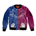 Personalised QLD Maroons Mix NSW Blues Indigenous Sleeve Zip Bomber Jacket Rugby State of Origin LT7