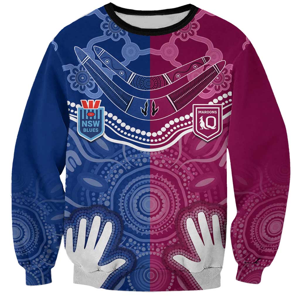 Personalised QLD Maroons Mix NSW Blues Indigenous Sweatshirt Rugby State of Origin LT7