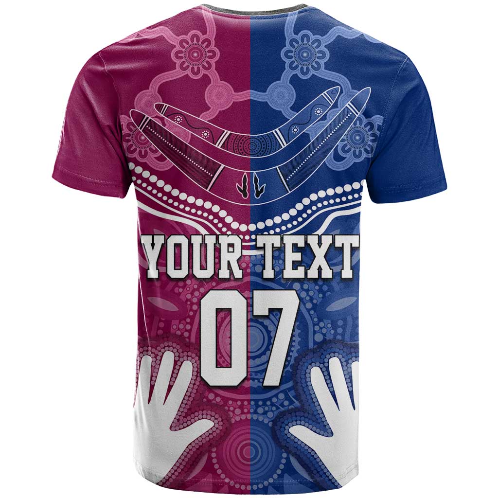 Personalised QLD Maroons Mix NSW Blues Indigenous T Shirt Rugby State of Origin LT7