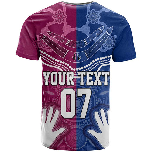 Personalised QLD Maroons Mix NSW Blues Indigenous T Shirt Rugby State of Origin LT7