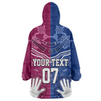 Personalised QLD Maroons Mix NSW Blues Indigenous Wearable Blanket Hoodie Rugby State of Origin LT7