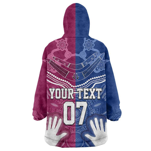 Personalised QLD Maroons Mix NSW Blues Indigenous Wearable Blanket Hoodie Rugby State of Origin LT7