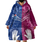 Personalised QLD Maroons Mix NSW Blues Indigenous Wearable Blanket Hoodie Rugby State of Origin LT7