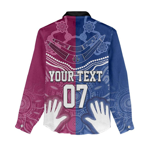 Personalised QLD Maroons Mix NSW Blues Indigenous Women Casual Shirt Rugby State of Origin LT7