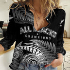 New Zealand Rugby 2023 Women Casual Shirt Aotearoa Silver Ferns Champions LT7