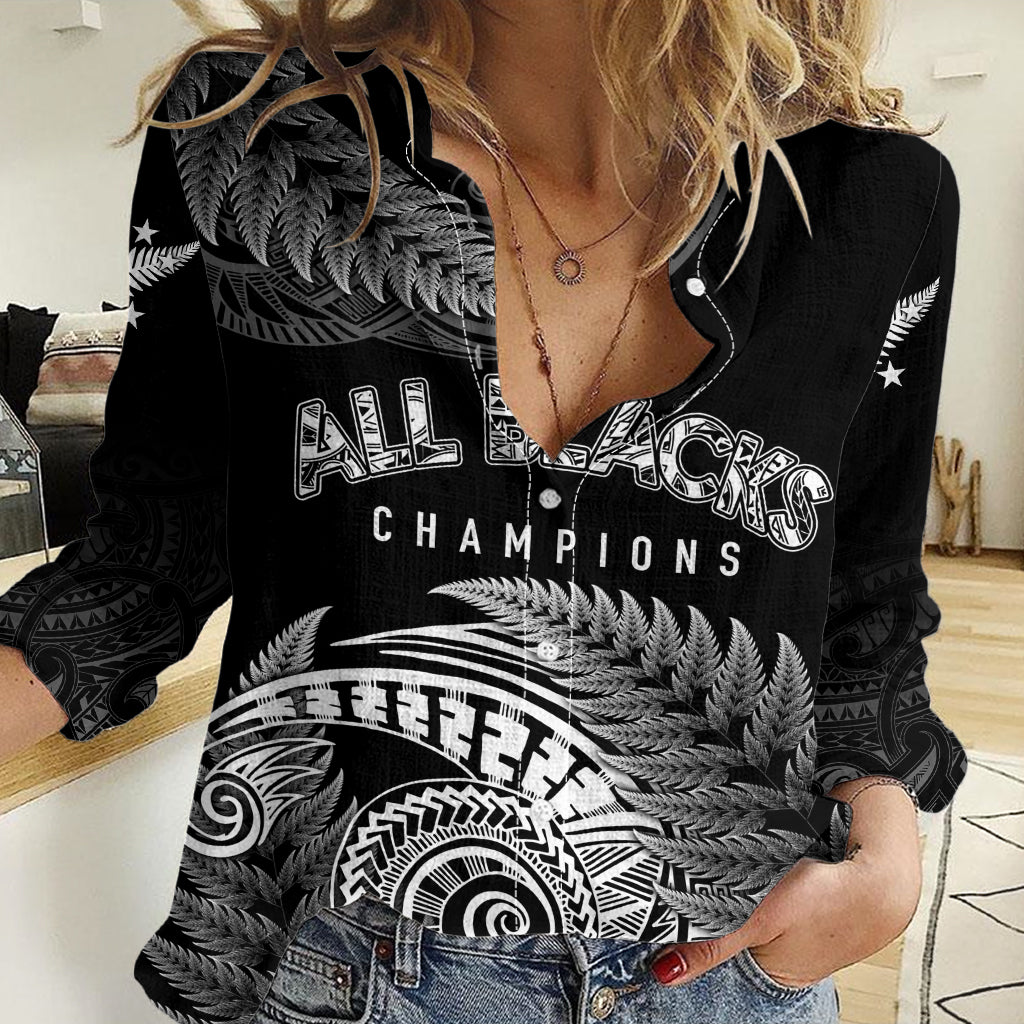 New Zealand Rugby 2023 Women Casual Shirt Aotearoa Silver Ferns Champions LT7