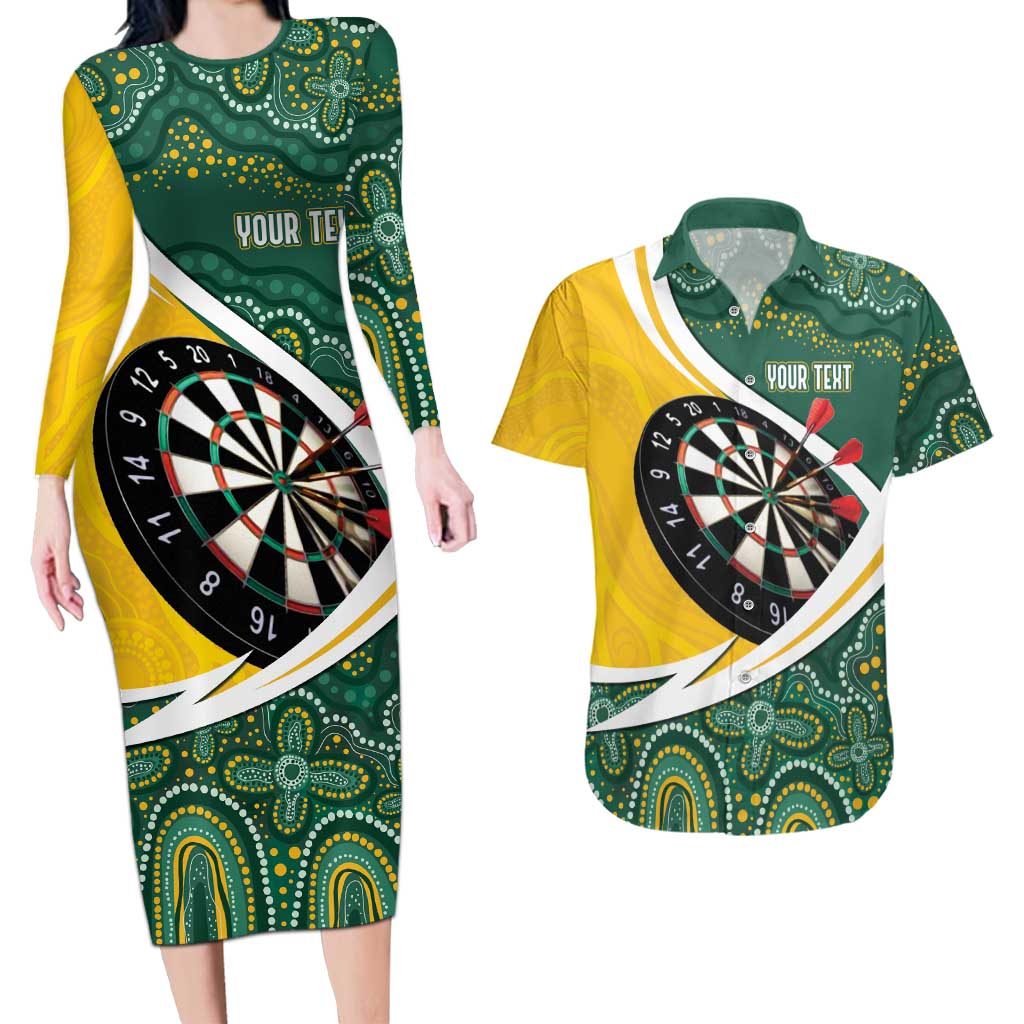 Australia Darts Personalized Couples Matching Long Sleeve Bodycon Dress and Hawaiian Shirt Aboriginal Special