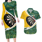 Australia Darts Personalized Couples Matching Long Sleeve Bodycon Dress and Hawaiian Shirt Aboriginal Special