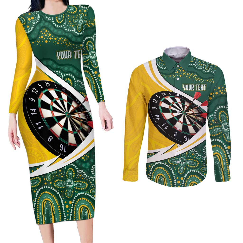 Australia Darts Personalized Couples Matching Long Sleeve Bodycon Dress and Long Sleeve Button Shirt Aboriginal Special