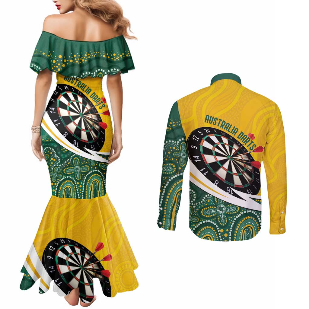 Australia Darts Personalized Couples Matching Mermaid Dress and Long Sleeve Button Shirt Aboriginal Special