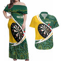 Australia Darts Personalized Couples Matching Off Shoulder Maxi Dress and Hawaiian Shirt Aboriginal Special