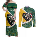 Australia Darts Personalized Couples Matching Off Shoulder Maxi Dress and Long Sleeve Button Shirt Aboriginal Special