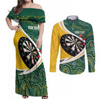 Australia Darts Personalized Couples Matching Off Shoulder Maxi Dress and Long Sleeve Button Shirt Aboriginal Special