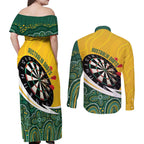 Australia Darts Personalized Couples Matching Off Shoulder Maxi Dress and Long Sleeve Button Shirt Aboriginal Special