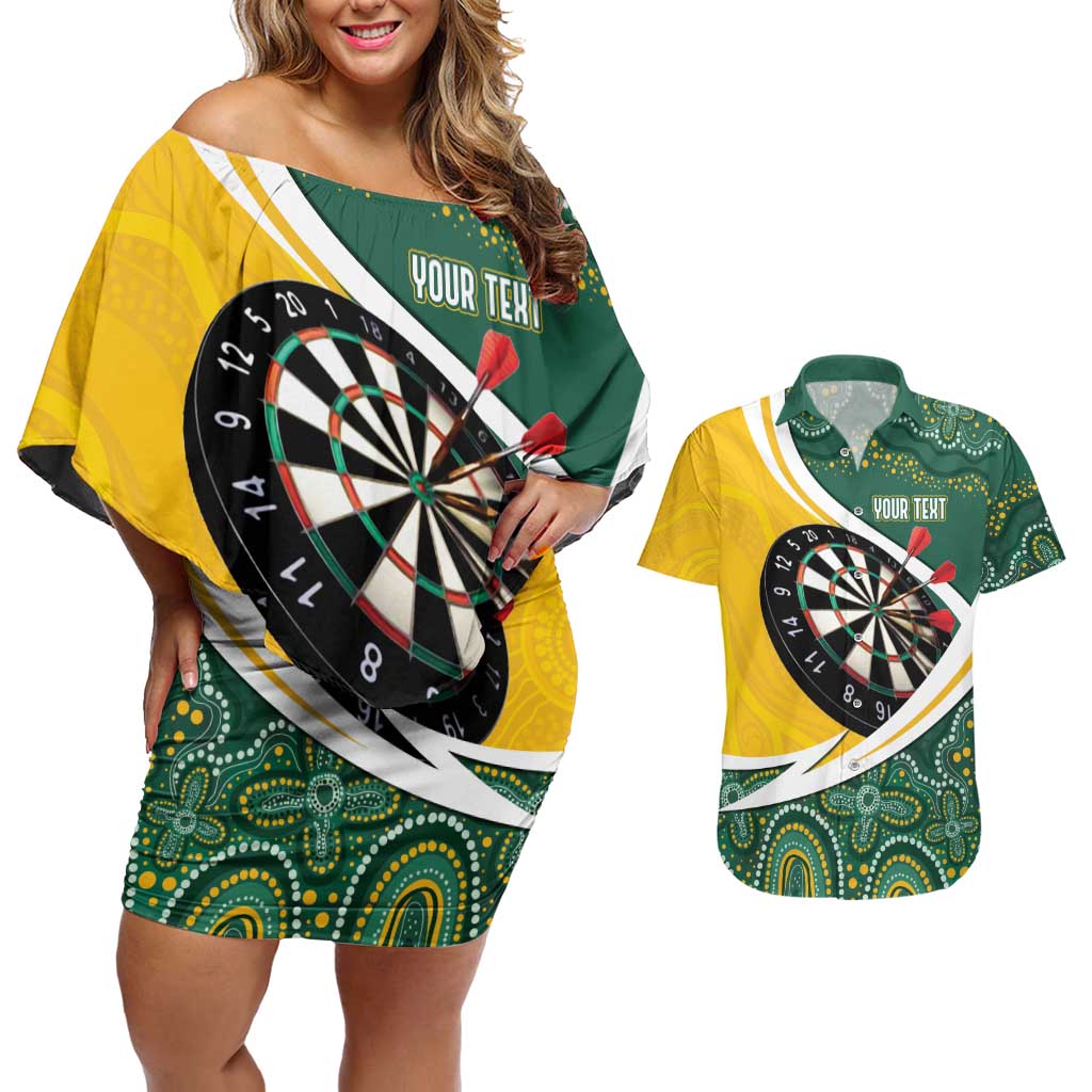 Australia Darts Personalized Couples Matching Off Shoulder Short Dress and Hawaiian Shirt Aboriginal Special