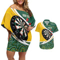 Australia Darts Personalized Couples Matching Off Shoulder Short Dress and Hawaiian Shirt Aboriginal Special