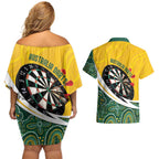 Australia Darts Personalized Couples Matching Off Shoulder Short Dress and Hawaiian Shirt Aboriginal Special